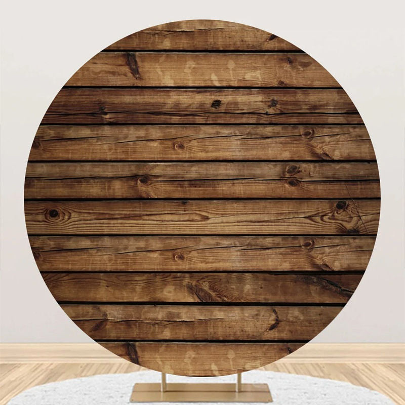 Lofaris Retro Wooden Board Circle Backdrop For Decoration