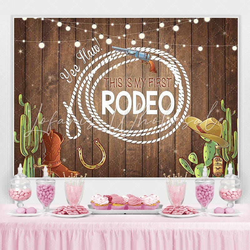 Lofaris This Is My First Rodeo Birthday Photoshoot Backdrop