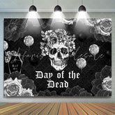 Lofaris RIP 20s Day Of The Dead Black Floral Photo Backdrop