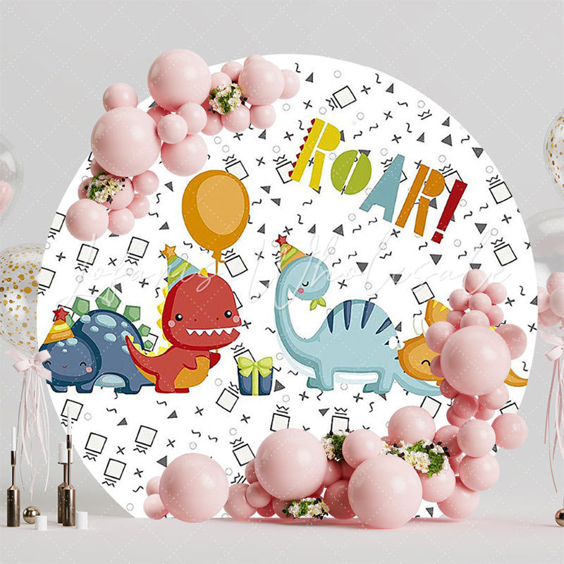 Roaring Dinosaurs Jungle Round Backdrop for Kids Adventure