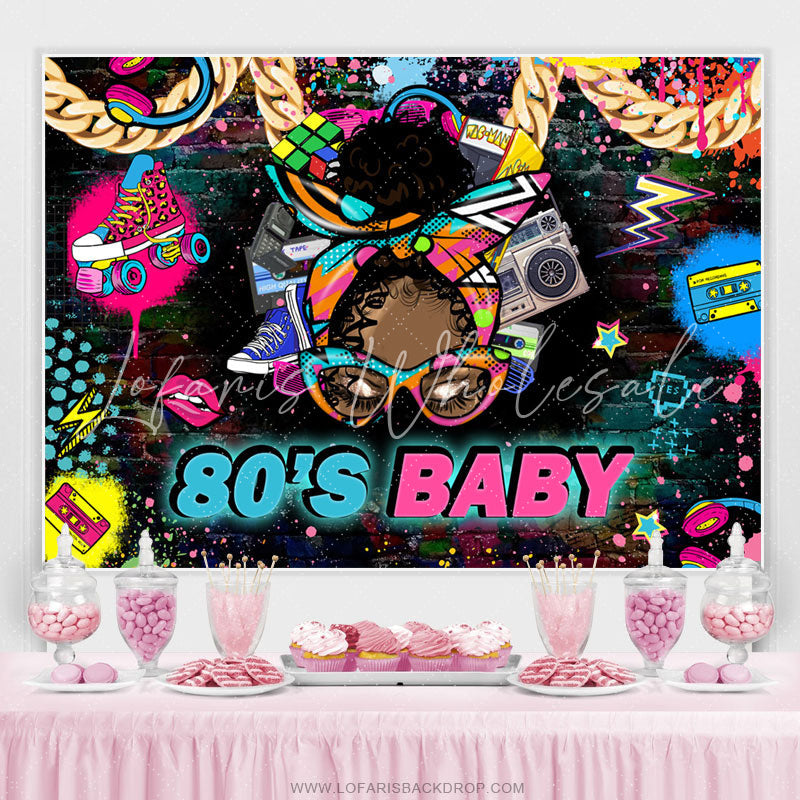 Lofaris Rock And Roll 80S Baby Dance Birthday Backdrop