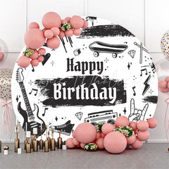 Lofaris Rock And Roll Music Style Round Birthday Backdrop