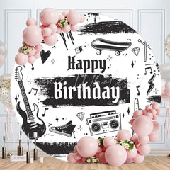 Lofaris Rock And Roll Music Style Round Birthday Backdrop