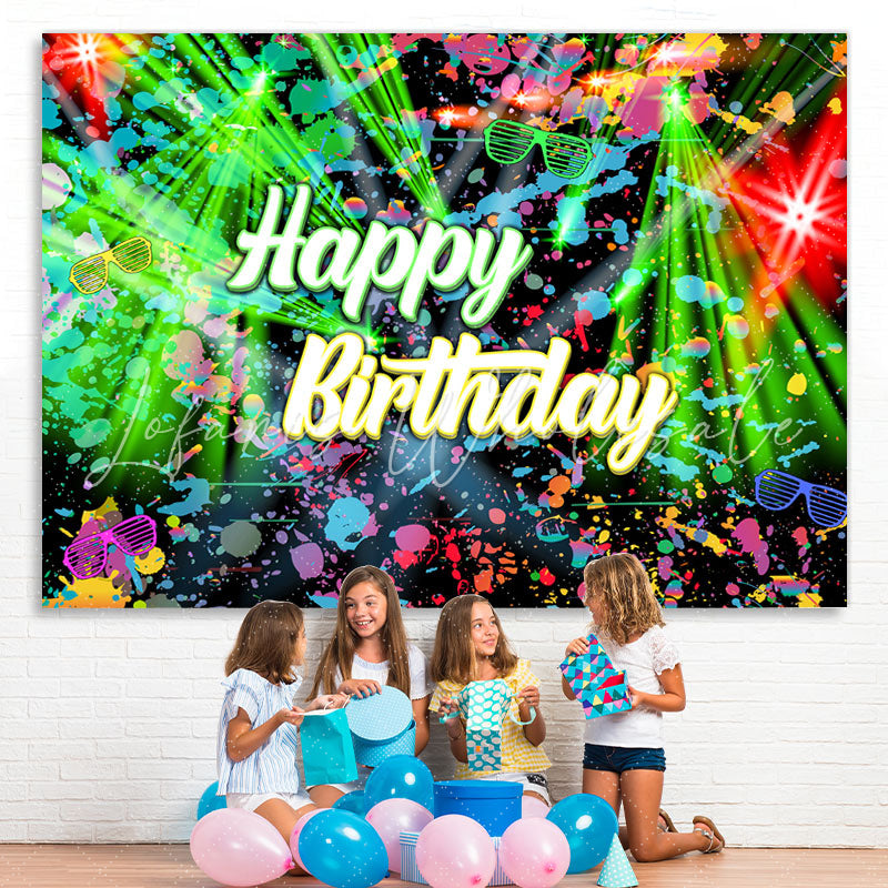 Lofaris Rock And Roll With Light Graffiti Birthday Backdrop