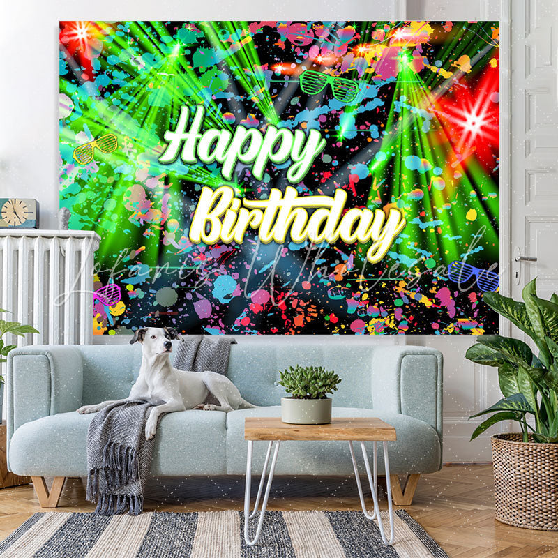Lofaris Rock And Roll With Light Graffiti Birthday Backdrop