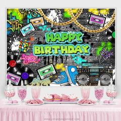 Lofaris Rock Hip Hop Classic Happy Birthday Party Backdrop