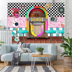 Lofaris Rock Roll Party Back To 1950s Soda Shop Diner Time Backdrop