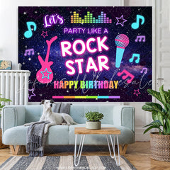 Lofaris Rock Star Music Theme Colorful Happy Birthday Backdrop