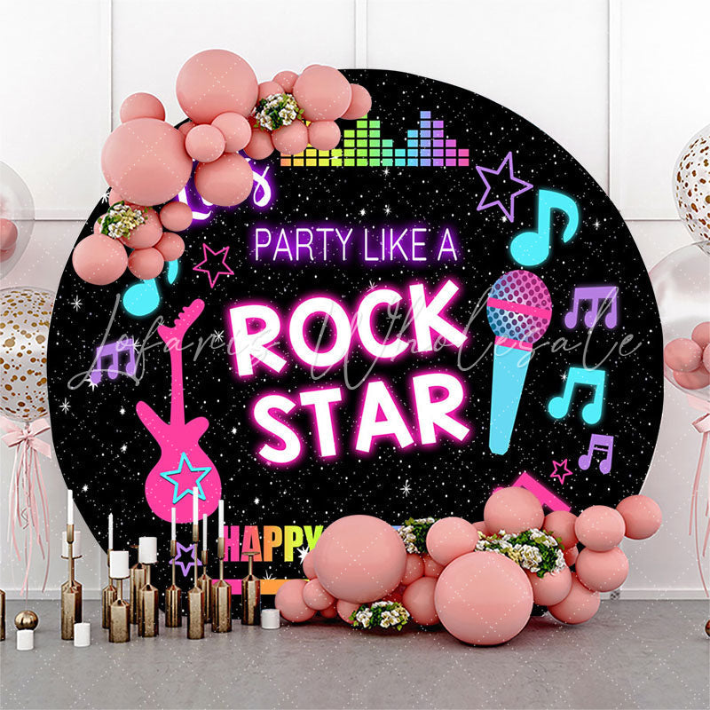 Lofaris Rock Star Musical Black Round Backdrop For Birthday