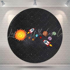 Lofaris Rocket And Universe Round Birthday Backdrop For Boy