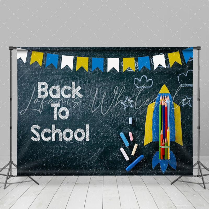 Lofaris Rocket Pencils Chalkboard Back to School Photo Backdrop
