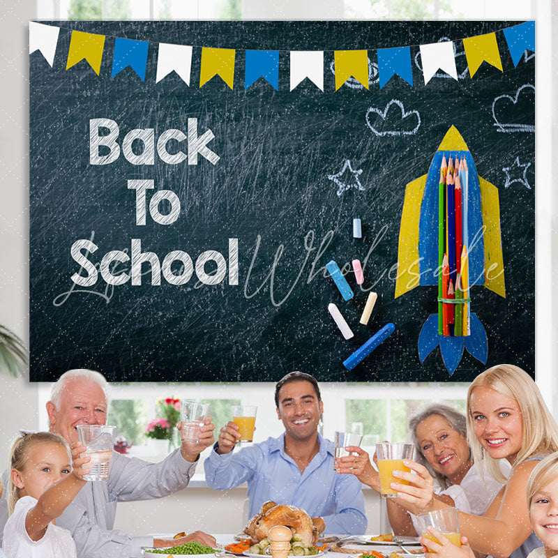 Lofaris Rocket Pencils Chalkboard Back to School Photo Backdrop