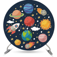 Lofaris Rocket Stars Cloud Galaxy Round Birthday Backdrop