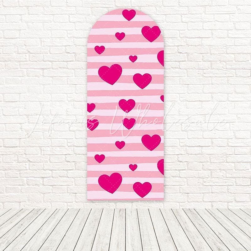 Romantic Hot Pink Hearts Valentine Love Theme Arch Backdrop