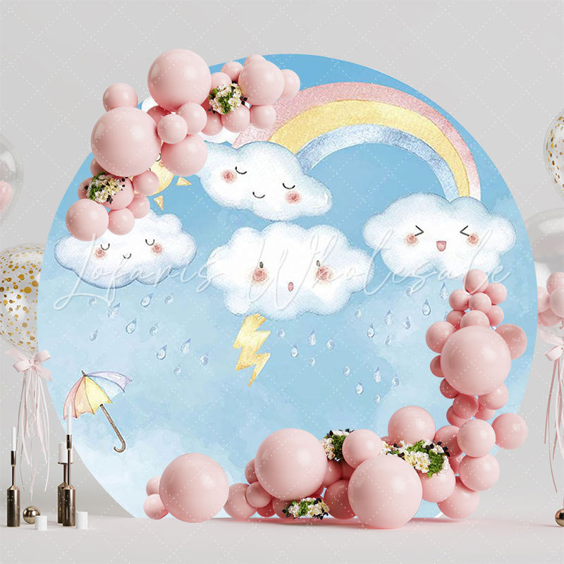 Romantic Love Shower Ray Round Backdrop for Wedding