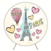 Romantic Paris Round Backdrop For Elegant Party Celebration