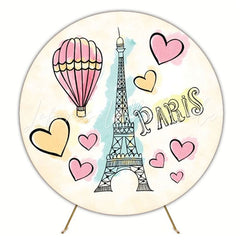 Romantic Paris Round Backdrop For Elegant Party Celebration
