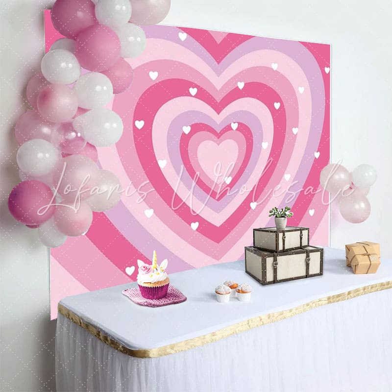 Romantic Pink Heart Happy Birthday Backdrop For Girl