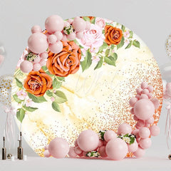 Romantic Red Pink Flowers Roses Round Backdrop For Elegant Setting