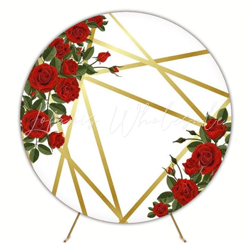 Romantic Roses Flowers Red Round Backdrop For Elegant Party Theme