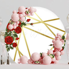 Romantic Roses Flowers Red Round Backdrop For Elegant Party Theme