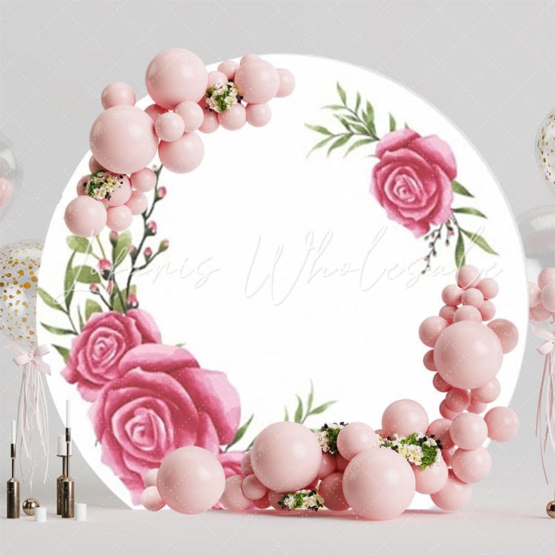 Romantic Roses Flowers Round Backdrop For Elegant Decoration