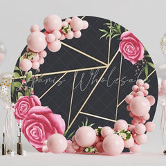 Romantic Roses Flowers Round Backdrop For Party Celebration Theme