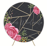 Romantic Roses Flowers Round Backdrop For Party Celebration Theme