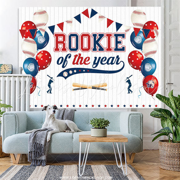 Lofaris Rookie of the Year Baseball Boys Birthday Backdrop