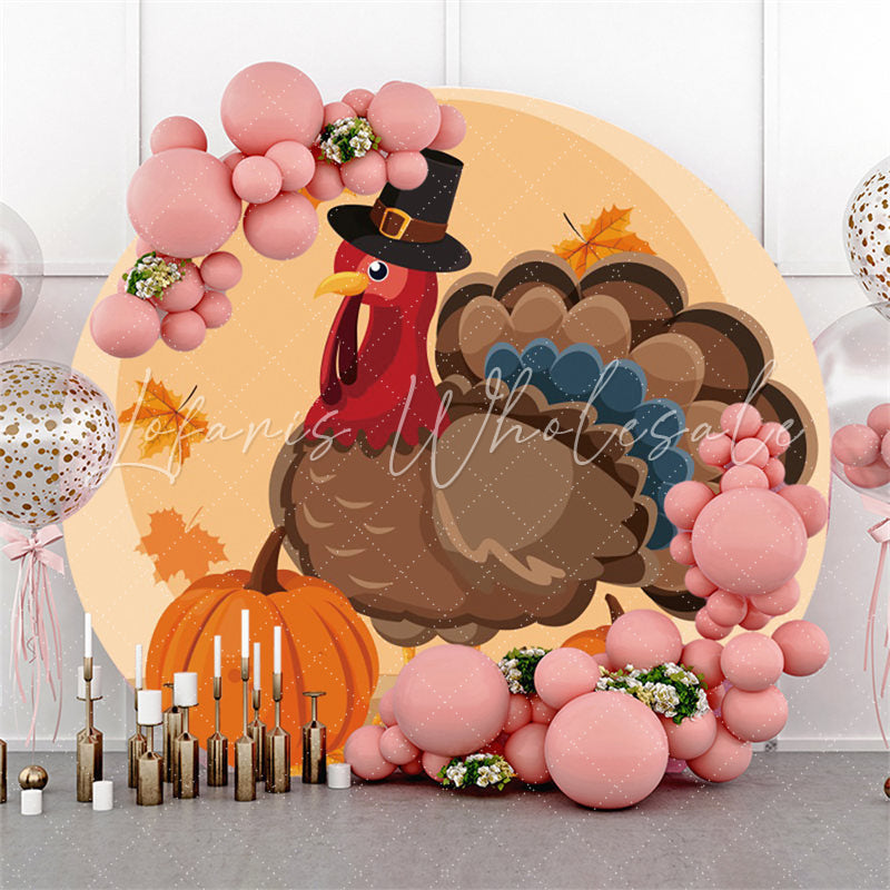 Lofaris Rooster With Pumpkin And Maple Autumn Round Backdrop
