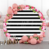 Lofaris Rose Black And White Stripe Birthday Circle Backdrop