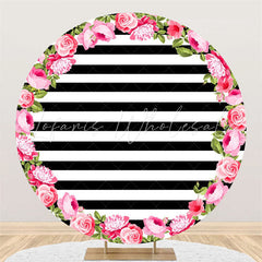Lofaris Rose Black And White Stripe Birthday Circle Backdrop
