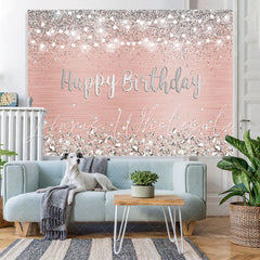 Lofaris Rose Gold And Silver Bokeh Happy Birthday Backdrop