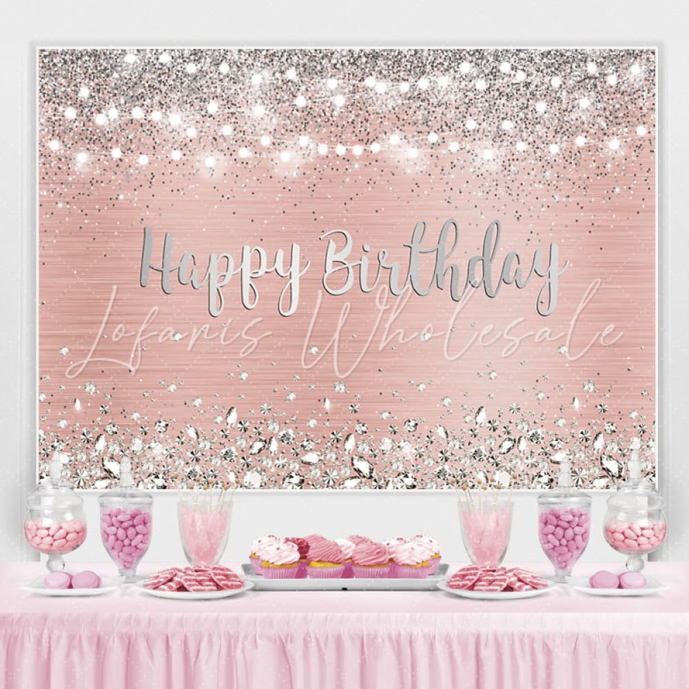 Lofaris Rose Gold And Silver Bokeh Happy Birthday Backdrop
