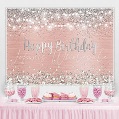Lofaris Rose Gold And Silver Bokeh Happy Birthday Backdrop