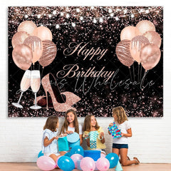 Lofaris Rose Gold Balloon Glitter Birthday Backdrop for Women
