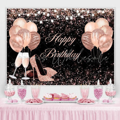 Lofaris Rose Gold Balloon Glitter Birthday Backdrop for Women