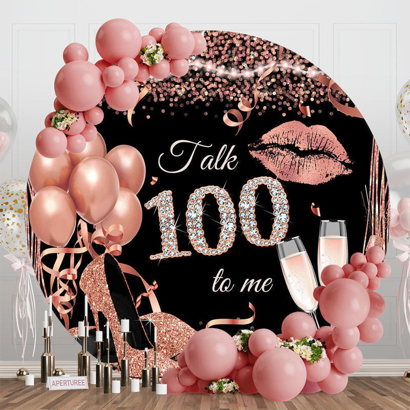 Lofaris Rose Gold Balloon Heel Round 100th Birthday Backdrop