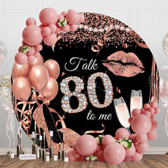 Lofaris Rose Gold Balloon Heel Round 80th Birthday Backdrop