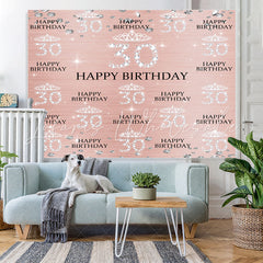Lofaris Rose Gold Diamond Crown Happy 30th Birthday Backdrop