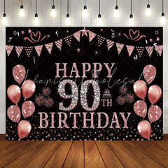 Lofaris Rose Gold Glitter Balloon 90th Birthday Party Backdrop