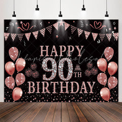 Lofaris Rose Gold Glitter Balloon 90th Birthday Party Backdrop
