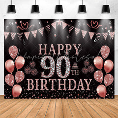 Lofaris Rose Gold Glitter Balloon 90th Birthday Party Backdrop