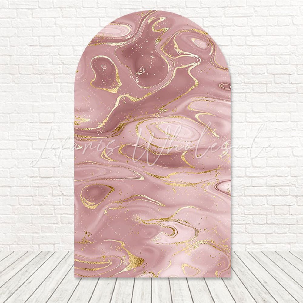 Rose Gold Marble Elegant Arch Backdrop For Chic Event Design
