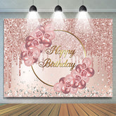 Lofaris Rose Gold Pink Flower and Diamond Birthday Backdrop