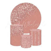 Rose Gold Themed Round Backdrop and Cylinders Kit for Events