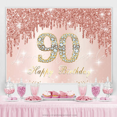 Lofaris Rose Golden Happy 90Th Birthday Backdrop For Women