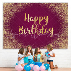 Lofaris Rose Pink And Glitter Gold Happy Birthday Backdrop