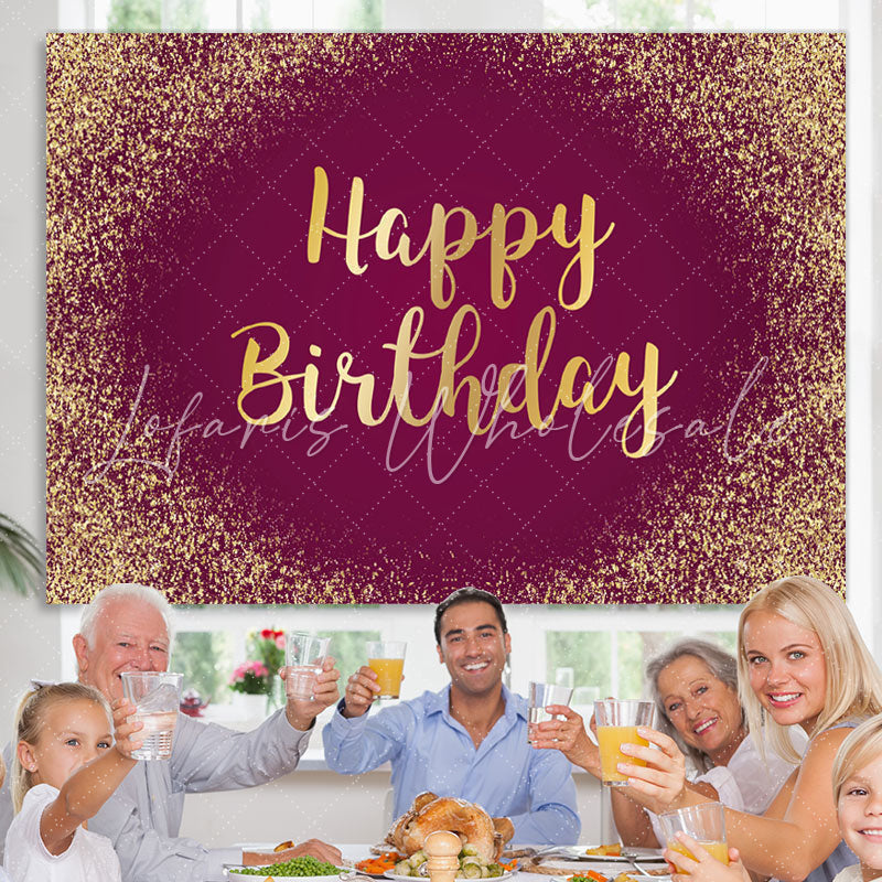 Lofaris Rose Pink And Glitter Gold Happy Birthday Backdrop