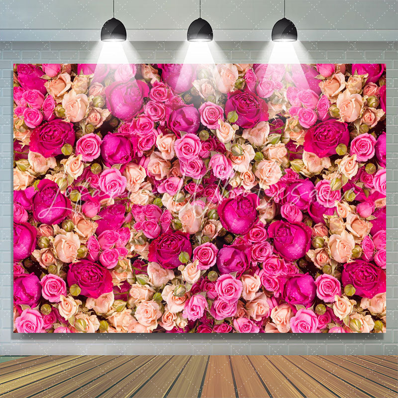 Lofaris Rose Red And Pink Floral Birthday Backdrop For Girl